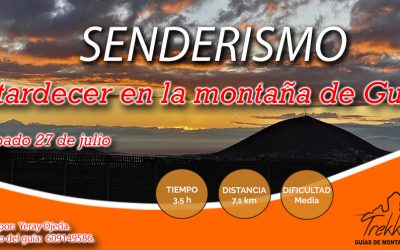 Senderismo de atardecer en la montaña de Guía